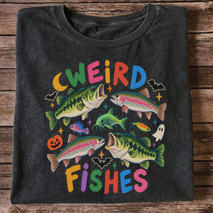 Weird Fishes Halloween Bass and Rainbow Trout Fishing T-Shirt
