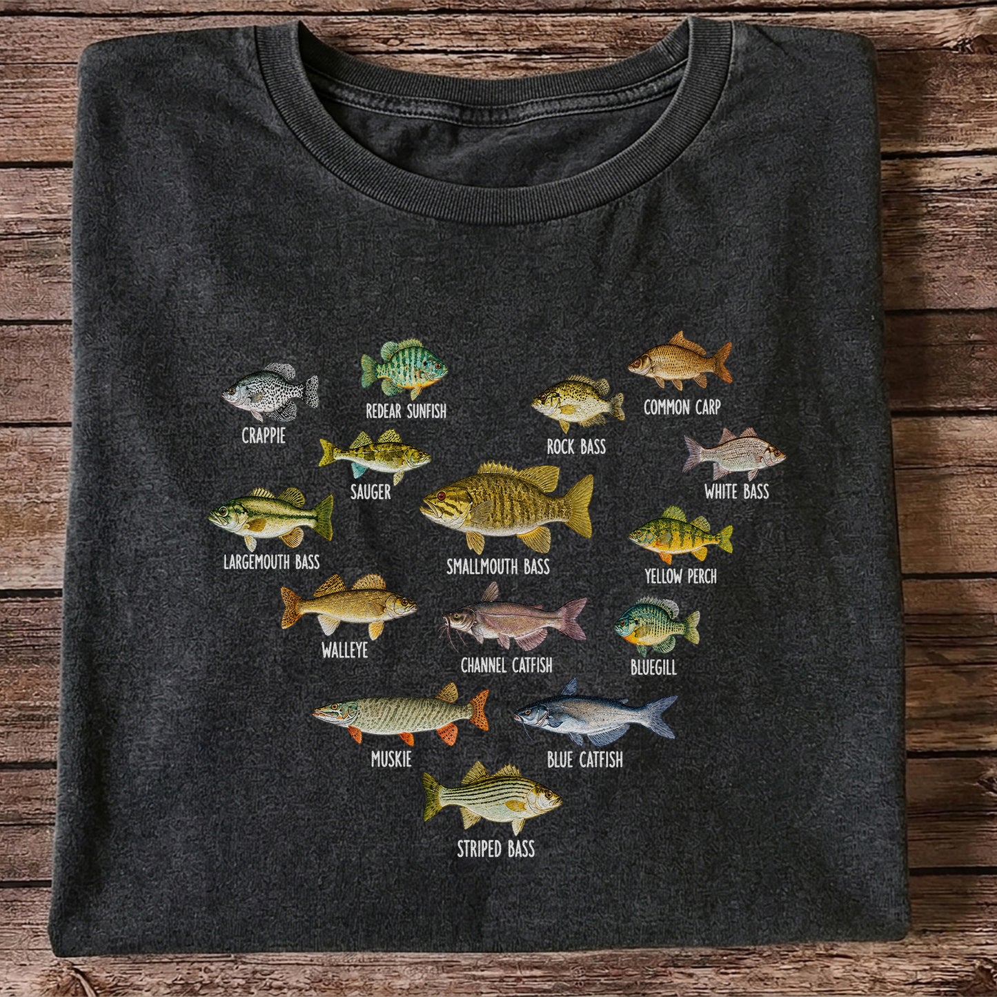 Freshwater Fish Species Chart Fishing Graphic T-Shirt