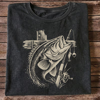 Largemouth Bass Fishing Rod Vintage Graphic T-Shirt