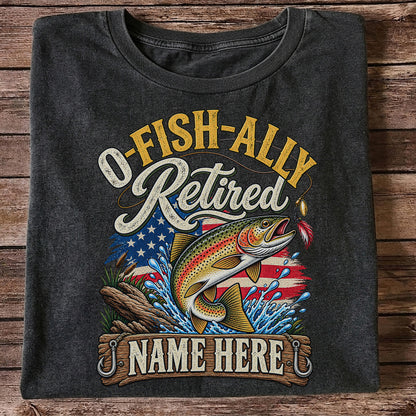Retired Rainbow Trout American Flag Fishing T-Shirt