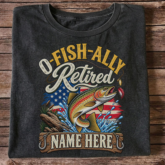 Retired Rainbow Trout American Flag Fishing T-Shirt
