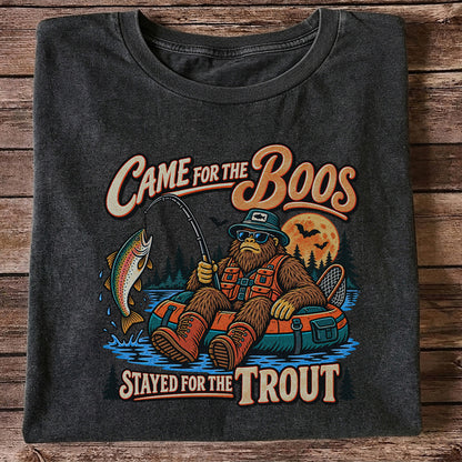 Came for the Boos Stayed for the Trout Bigfoot Halloween Fishing T-Shirt
