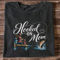 Hooked on Mom Family Fishing Graphic T-Shirt