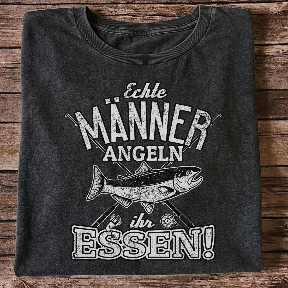 Echte Männer Angeln Ihr Essen Funny Fishing T-Shirt