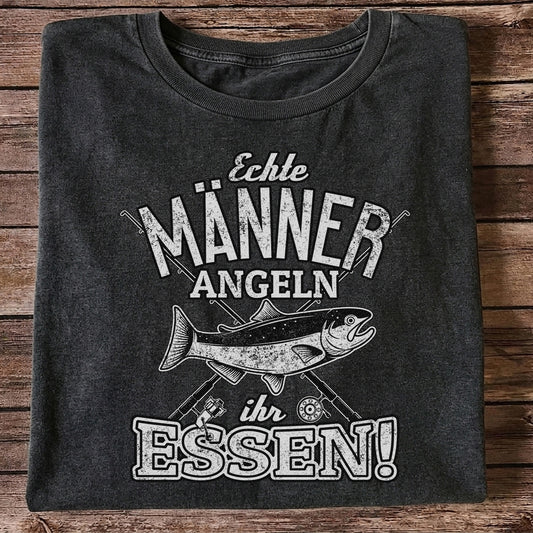 Echte Männer Angeln Ihr Essen Funny Fishing T-Shirt
