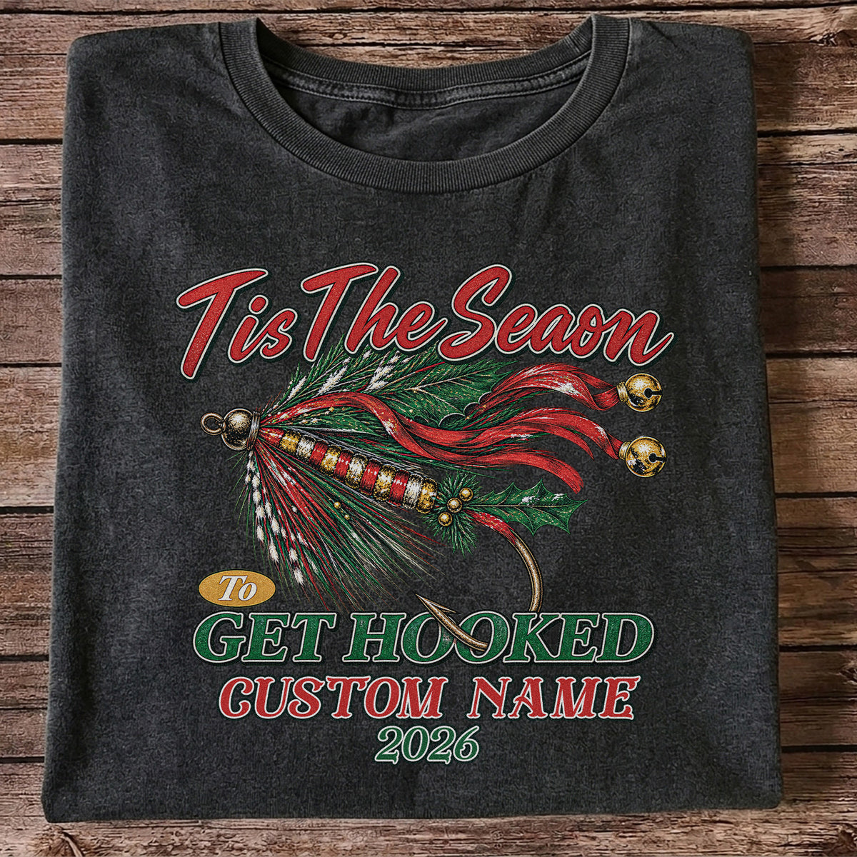 Personalized Christmas Fly Fishing Custom Name T-Shirt