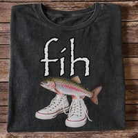 Fih Rainbow Trout Wearing Sneakers Funny Fishing Graphic T-Shirt