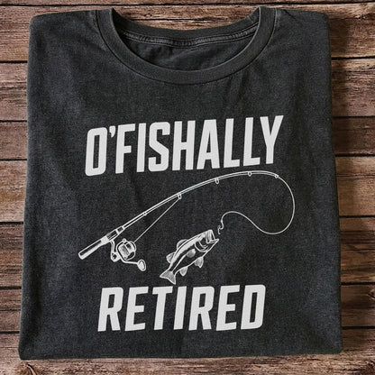 Retirement Fishing Graphic T-Shirt with Fishing Rod and Bass