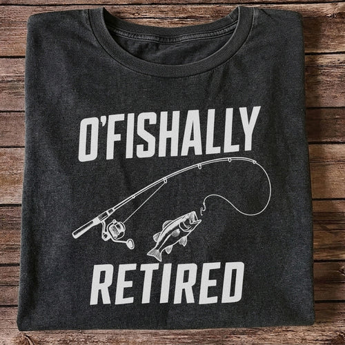Retirement Fishing Graphic T-Shirt with Fishing Rod and Bass