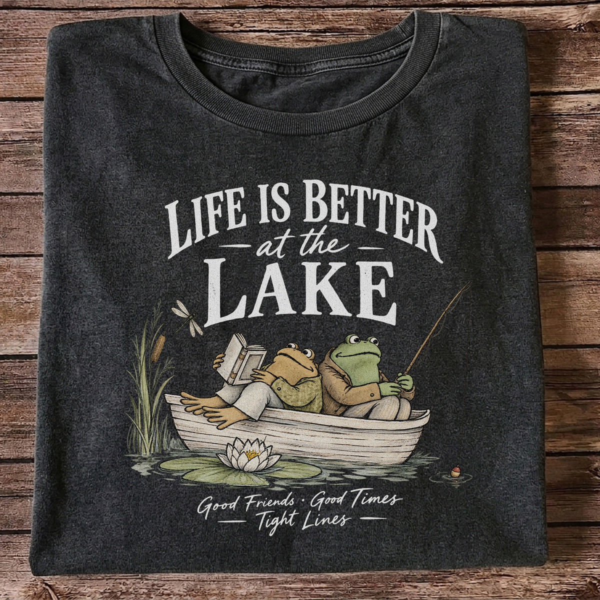 Life Is Better at the Lake Frog Fishing Graphic T-Shirt