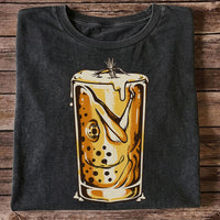 Vintage Trout in a Beer Glass Fishing Graphic T-Shirt