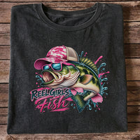 Reel Girls Fish Pink Largemouth Bass Fishing T-Shirt