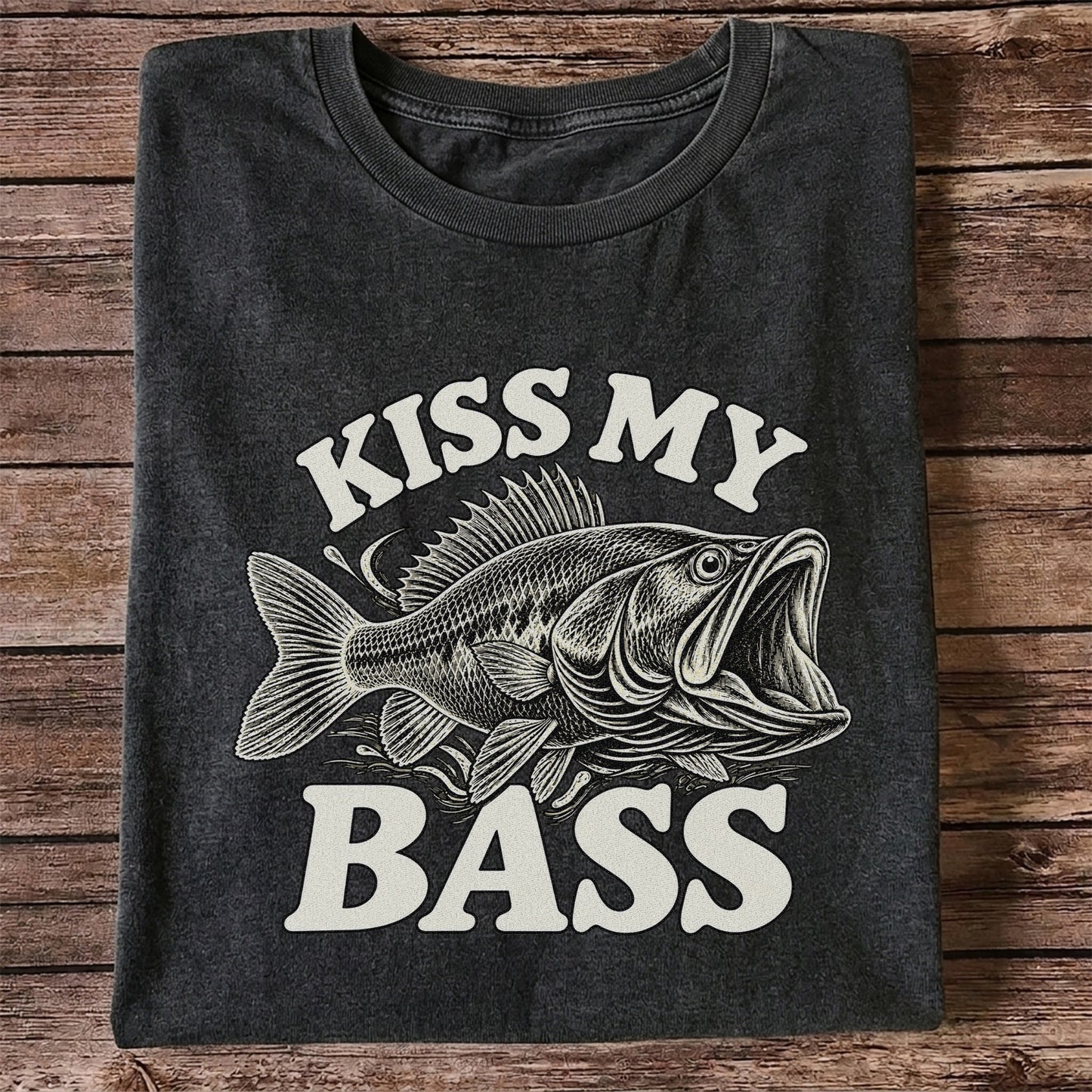 Kiss My Bass Vintage Fish Funny Fishing T-Shirt