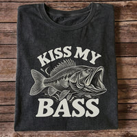 Kiss My Bass Vintage Fish Funny Fishing T-Shirt