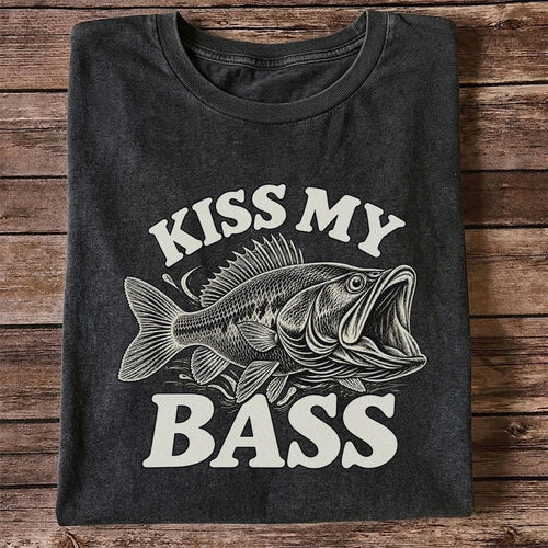 Kiss My Bass Vintage Fish Funny Fishing T-Shirt