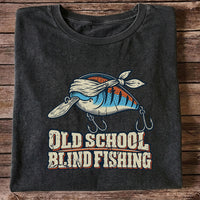 Old School Blind Fishing Blindfolded Lure Graphic T-Shirt