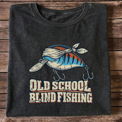 Old School Blind Fishing Blindfolded Lure Graphic T-Shirt