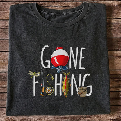 Gone Fishing Bobber Rod and Lure Graphic T-Shirt
