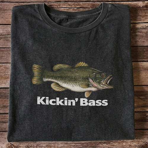 Kickin' Bass Largemouth Bass Funny Fishing Graphic T-Shirt