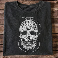 Trout and Fly Fishing Reel Skull Mountain Graphic T-Shirt