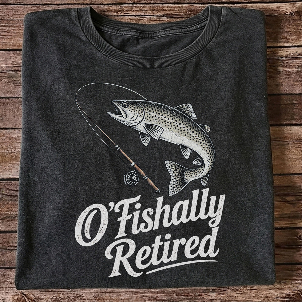 Retired Trout Fishing Rod Graphic T-Shirt