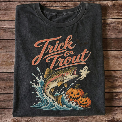 Trick or Trout Halloween Trout Fishing Graphic T-Shirt