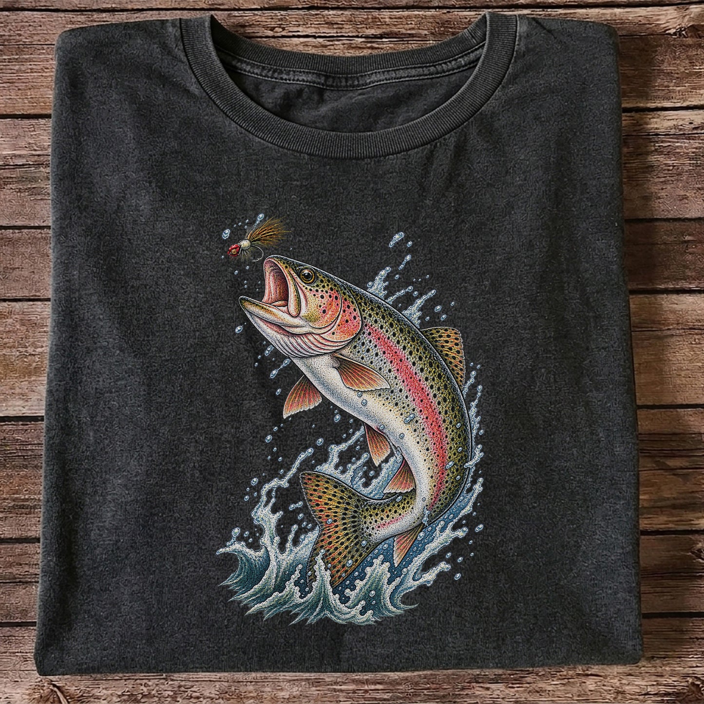 Rainbow Trout Leaping for a Fly Fishing Graphic T-Shirt