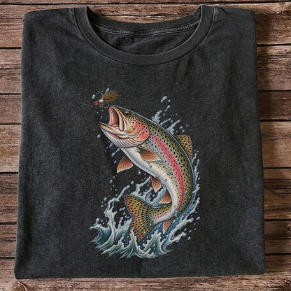 Rainbow Trout Leaping for a Fly Fishing Graphic T-Shirt