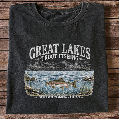 Great Lakes Trout Fishing Freshwater Tradition Est. 1978 Graphic T-Shirt