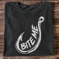 Bite Me Fishing Hook Funny Angler Graphic T-Shirt