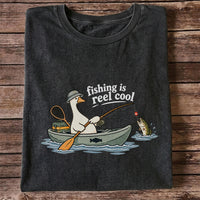 Fishing Is Reel Cool Duck in Canoe Funny Fishing T-Shirt