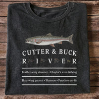River Rainbow Trout and Classic Fly Patterns Fishing T-Shirt