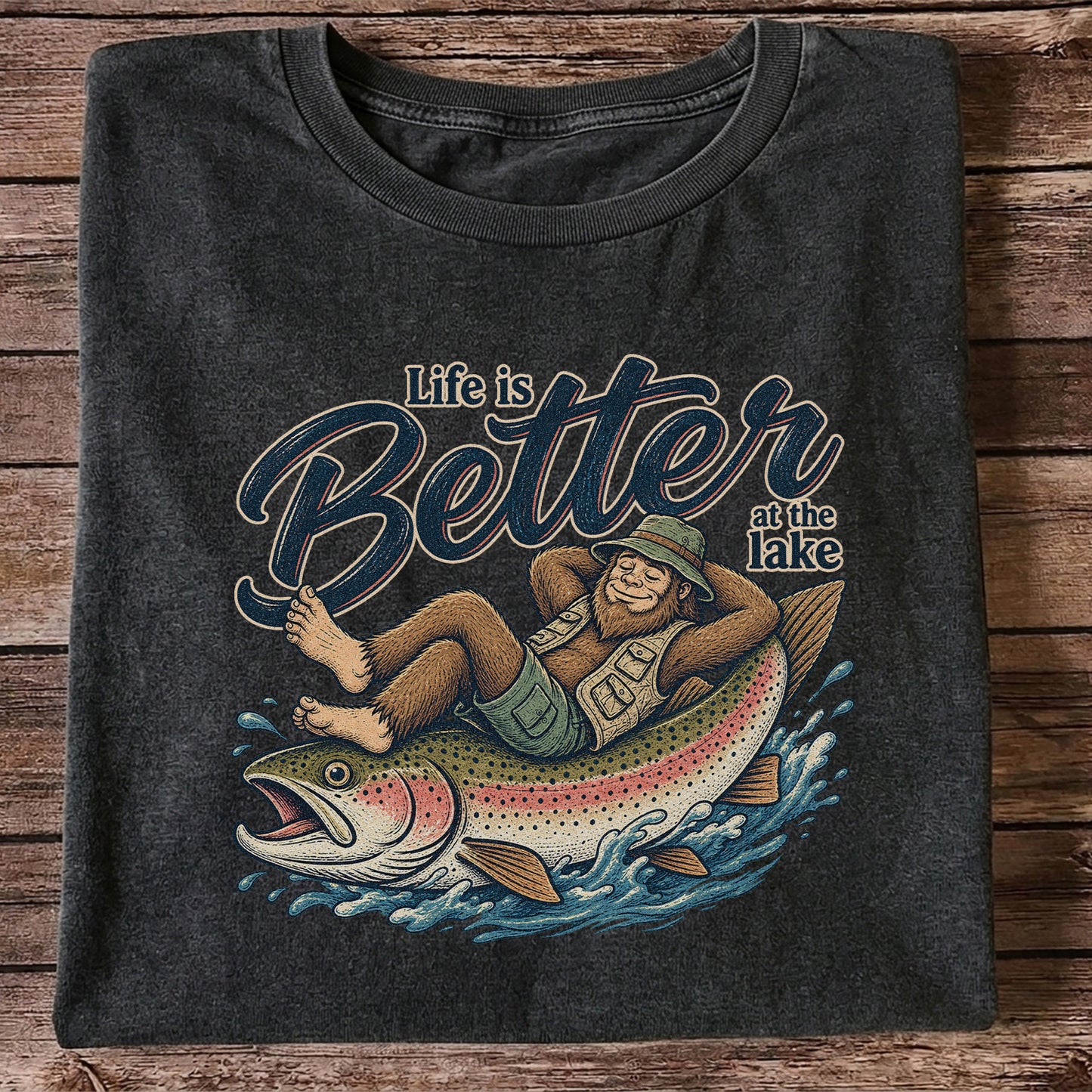 Life Is Better at the Lake Rainbow Trout Fishing Graphic T-Shirt