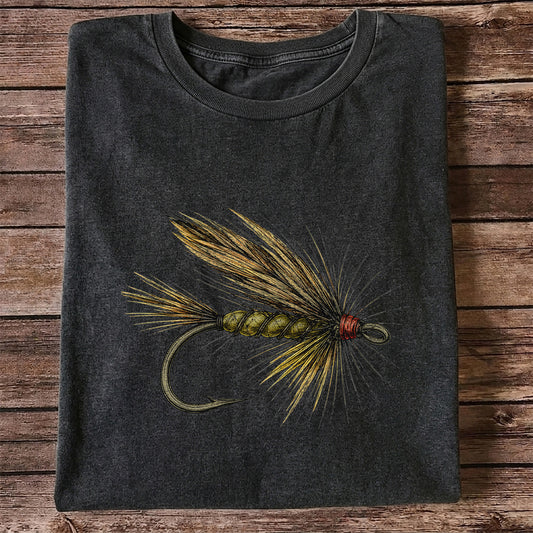 Vintage Fly Fishing Lure and Hook Graphic T-Shirt