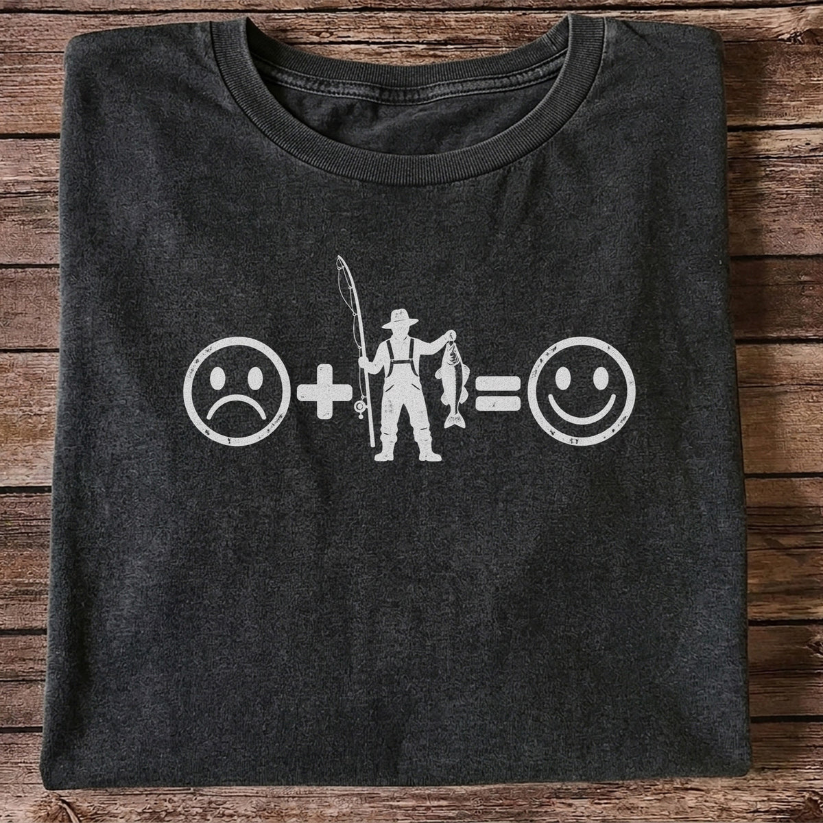 Fishing Turns Sad Face Into Happy Face Graphic T-Shirt