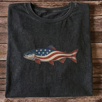 American Flag Trout Patriotic Fishing Graphic T-Shirt