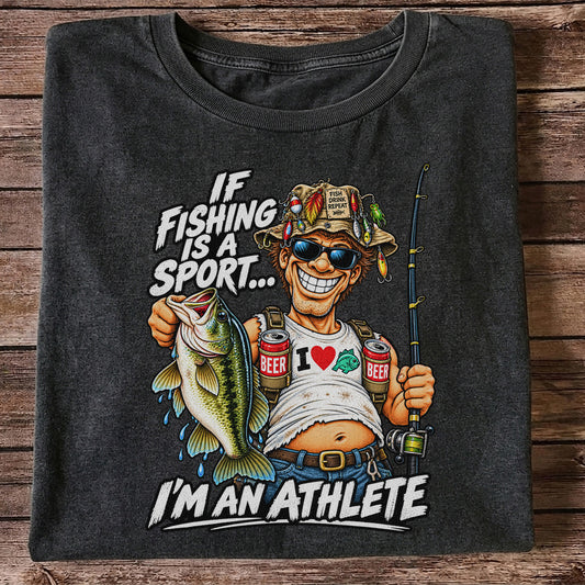 If Fishing Is a Sport I'm an Athlete Funny Bass Angler T-Shirt