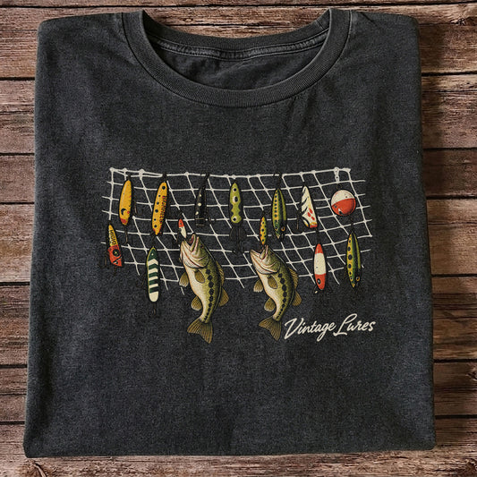 Vintage Bass Fishing Lures Graphic T-Shirt