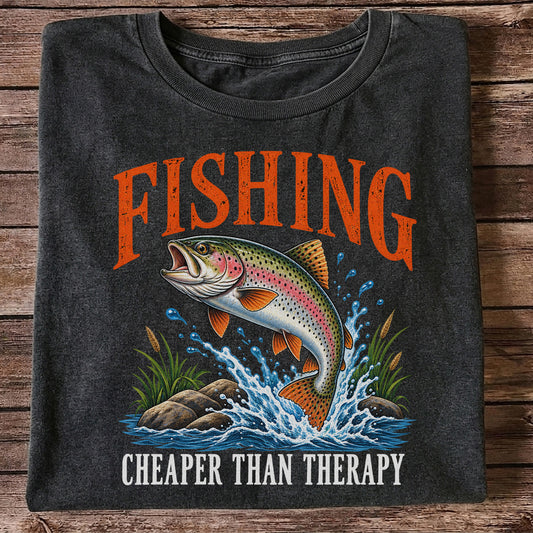 Fishing Cheaper Than Therapy Rainbow Trout Funny T-Shirt