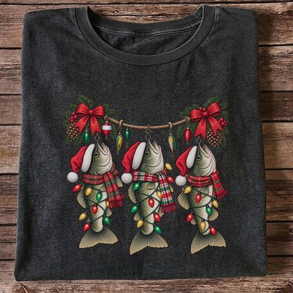Christmas Fish Ornament Fishing Graphic T-Shirt