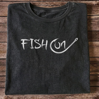 Fish On Fishing Hook Minimalist Graphic T-Shirt