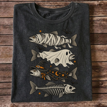Halloween Costume Fish Spooky Fishing Graphic T-Shirt