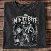 Night Bite Crew Raccoon and Bass Fishing Graphic T-Shirt