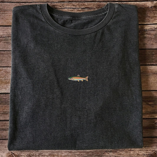 Tiny Rainbow Trout Minimalist Fishing Graphic T-Shirt