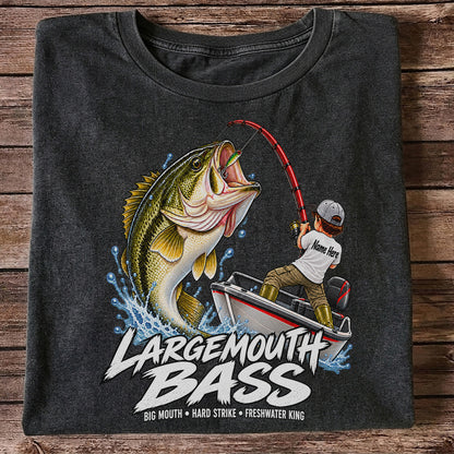 Largemouth Bass Fishing Boat Big Mouth Graphic T-Shirt