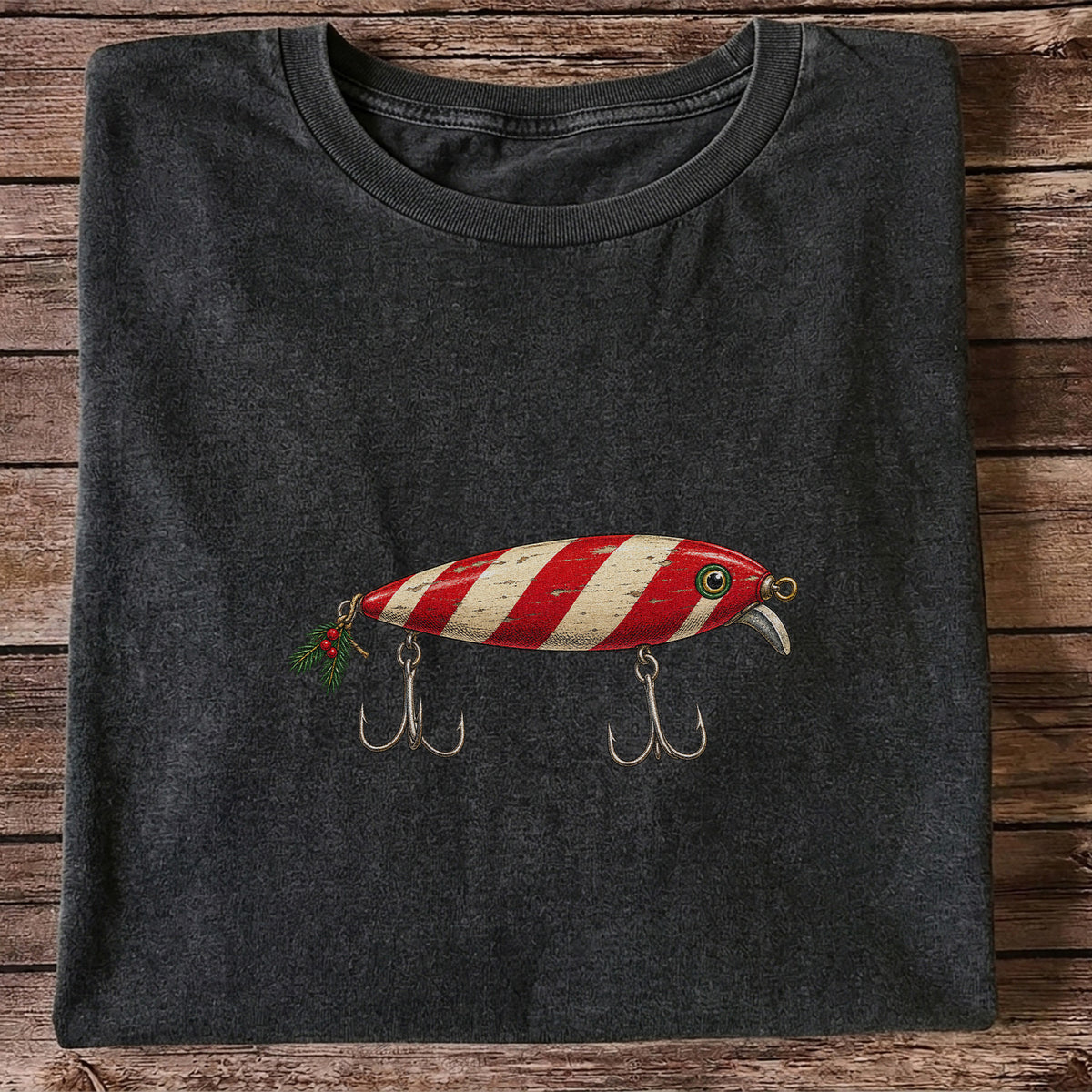 Vintage Red and Cream Fishing Lure Graphic T-Shirt