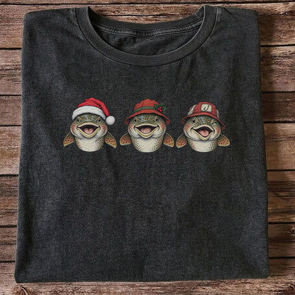 Funny Christmas Trout Trio Fishing Graphic T-Shirt