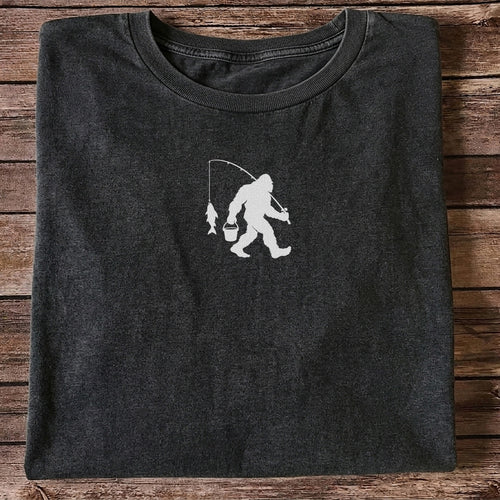 Fishing Silhouette with Catch and Bucket Graphic T-Shirt
