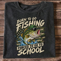 Born to Go Fishing Forced to Go to School Bass Graphic T-Shirt