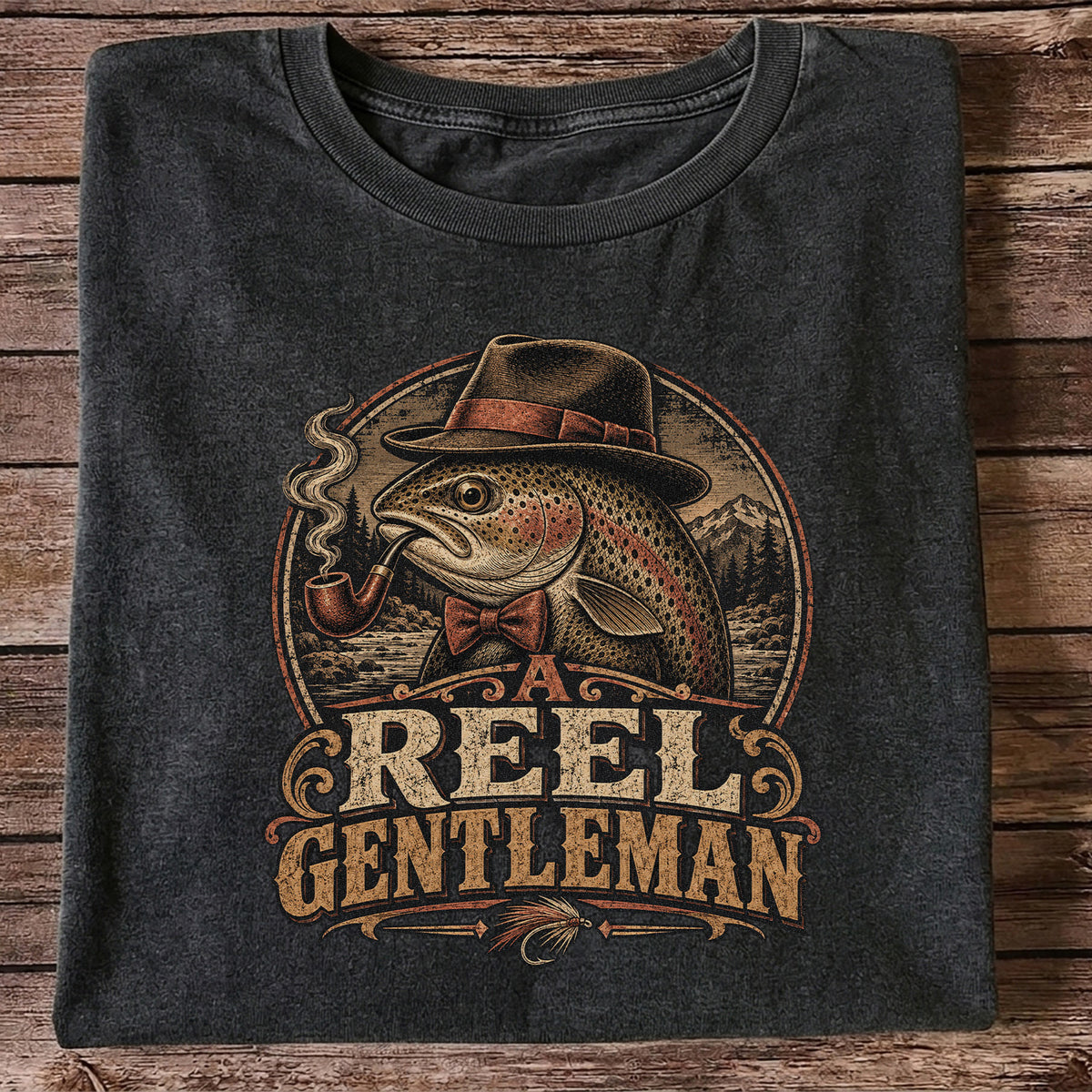 A Reel Gentleman Trout Fishing Vintage Graphic T-Shirt